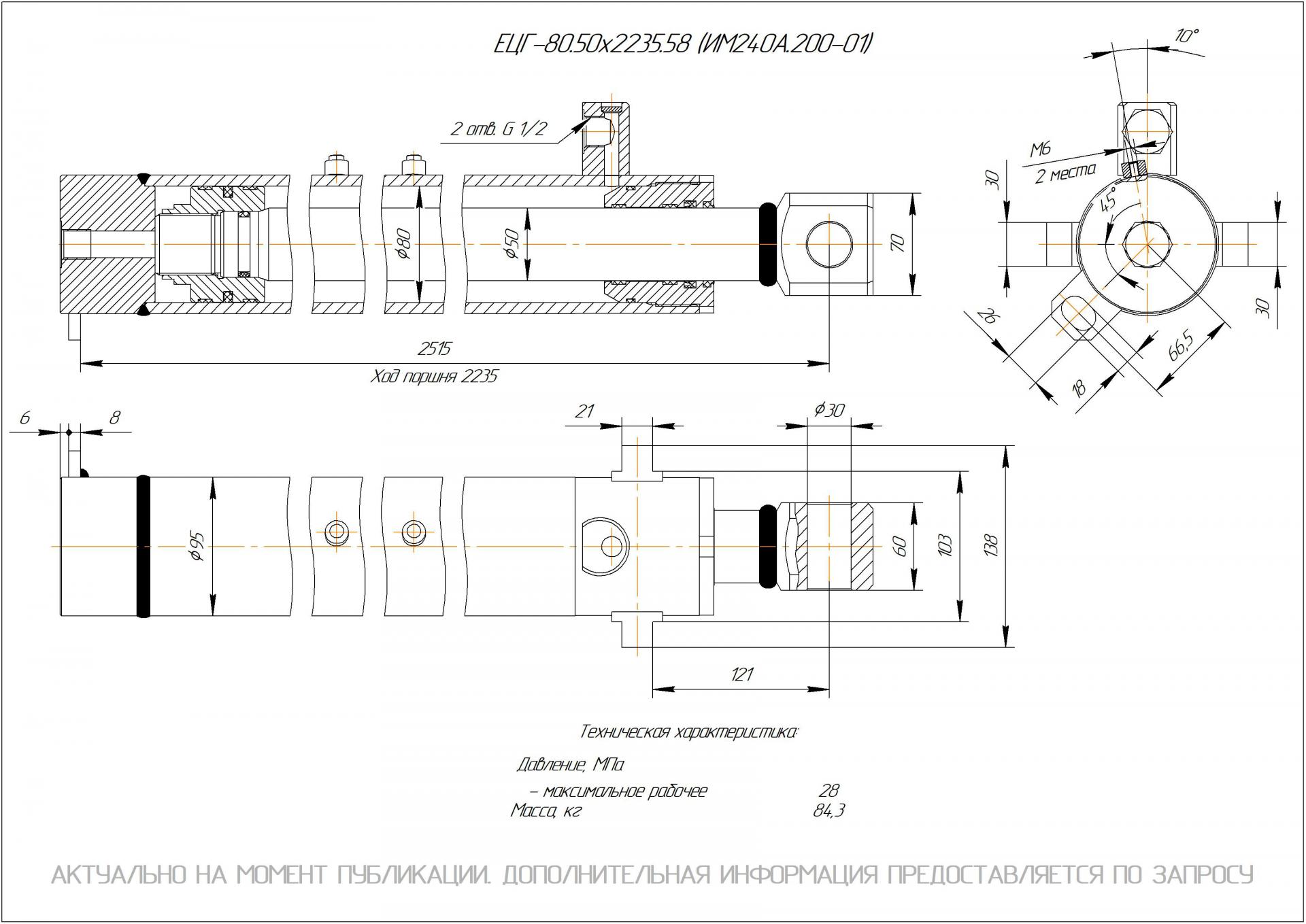 ЕЦГ-80.50х2235.58 Гидроцилиндр