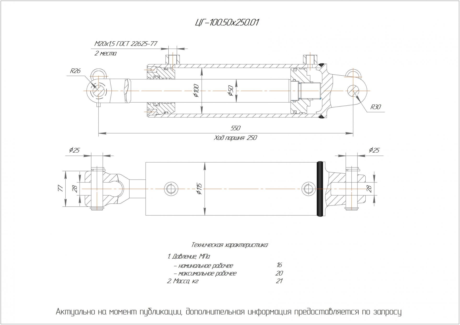 ЦГ-100.50х250.01 Гидроцилиндр