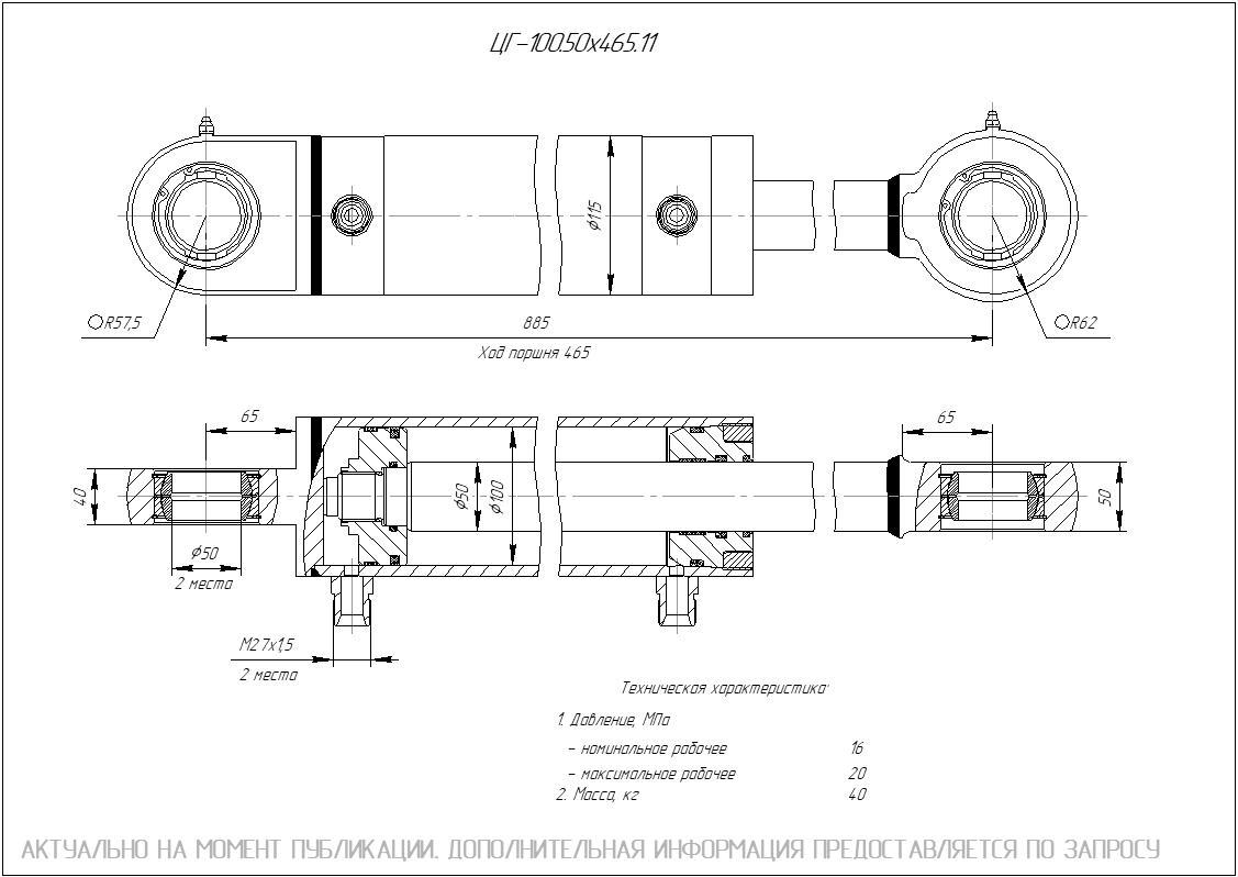 ЦГ-100.50х465.11 Гидроцилиндр