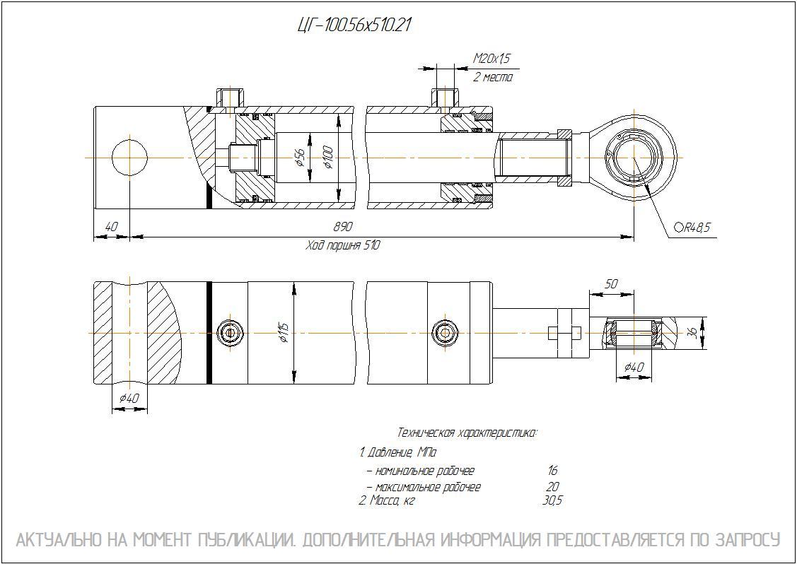 ЦГ-100.56х510.21 Гидроцилиндр