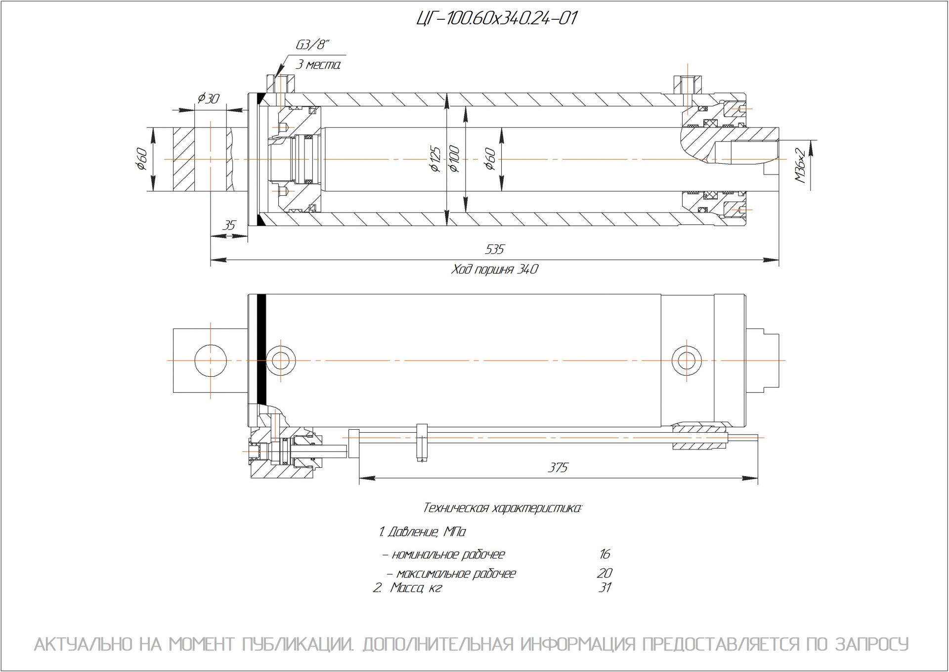 ЦГ-100.60х340.24-01 Гидроцилиндр