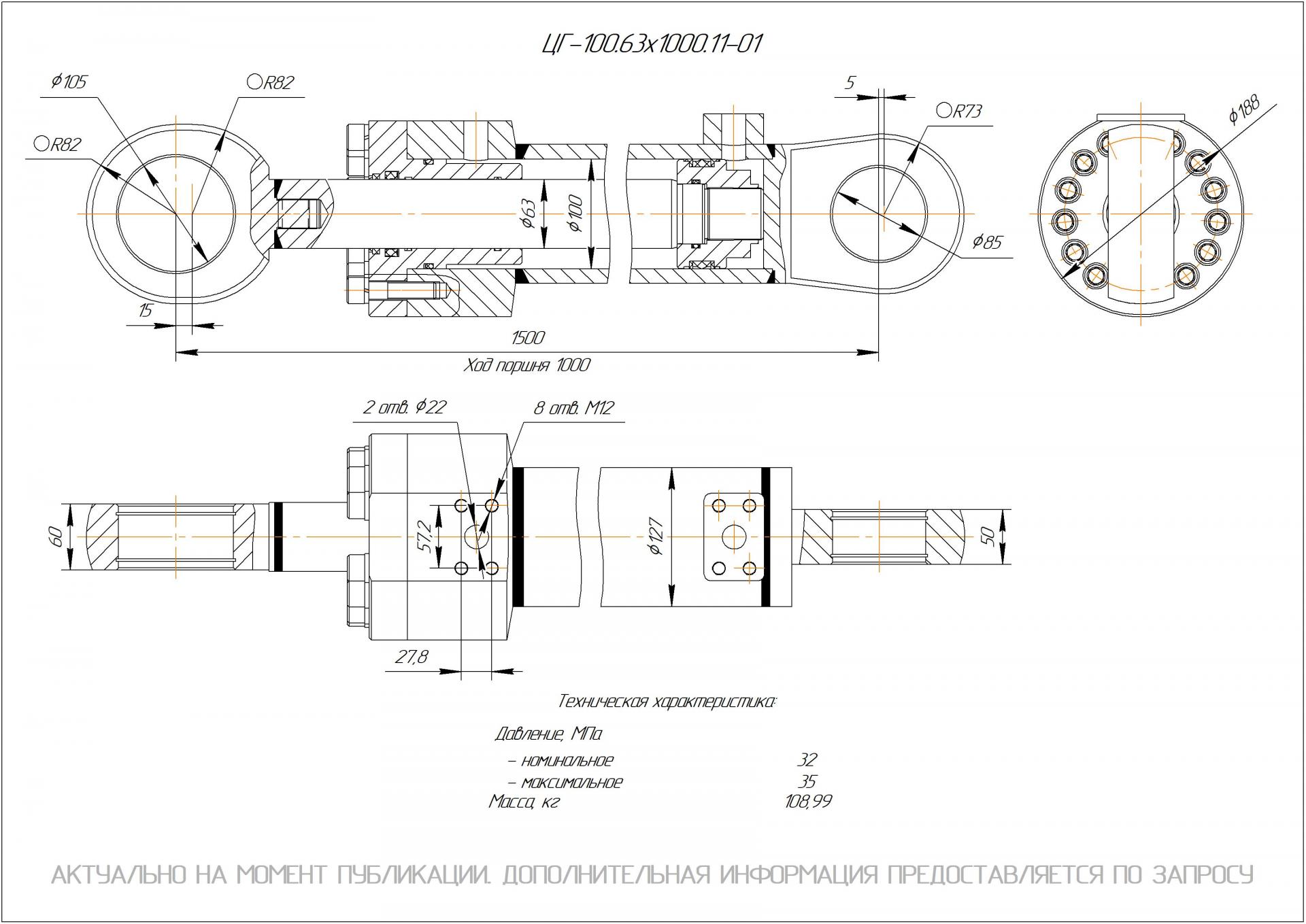 ЦГ-100.63х1000.11-01 Гидроцилиндр