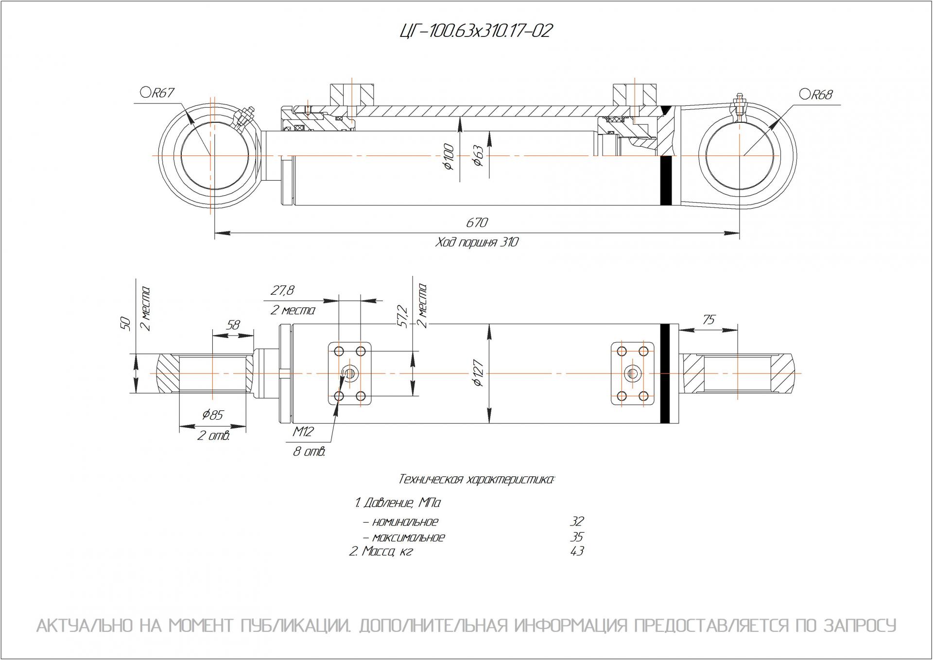 ЦГ-100.63х310.17-02 Гидроцилиндр