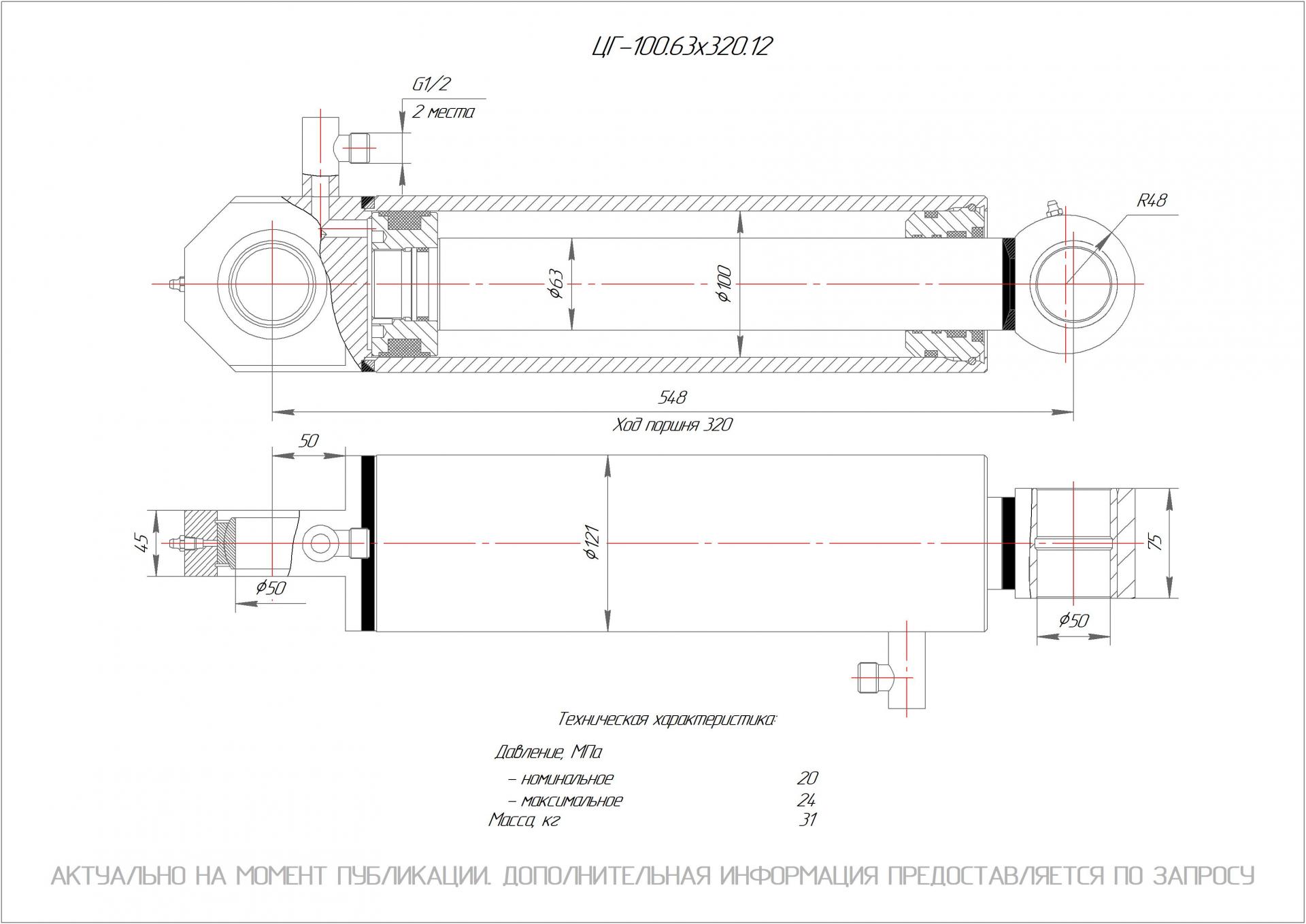 ЦГ-100.63х320.12 Гидроцилиндр