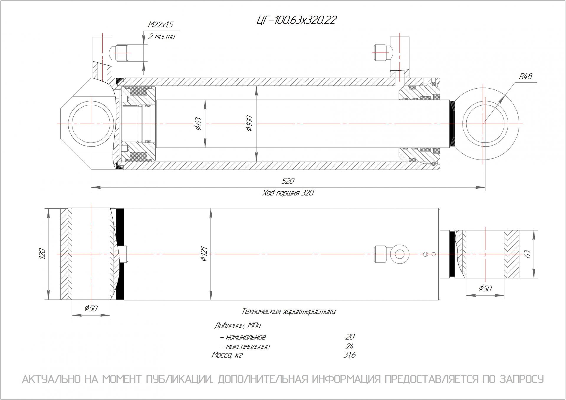 ЦГ-100.63х320.22 Гидроцилиндр