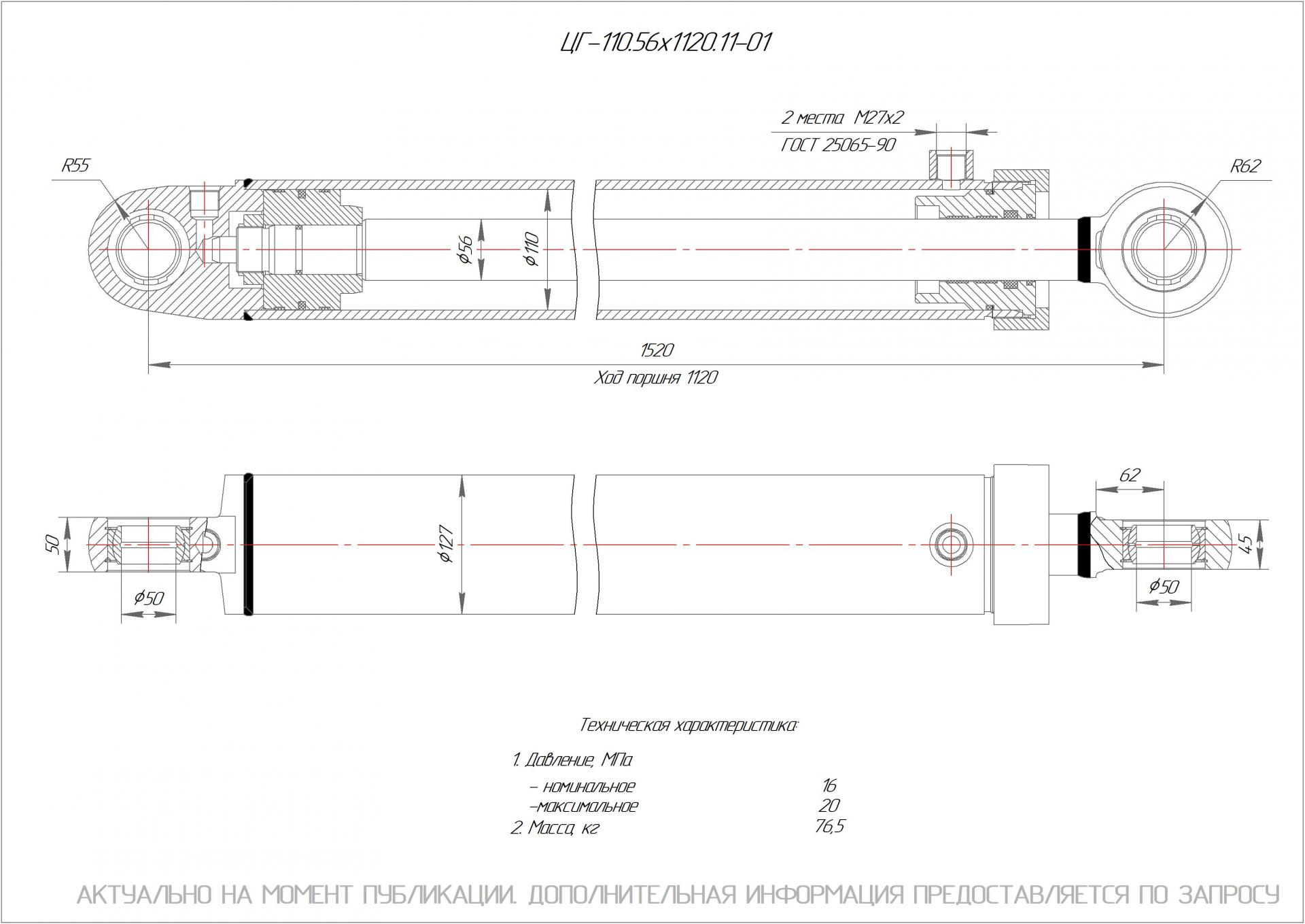 ЦГ-110.56х1120.11-01 Гидроцилиндр