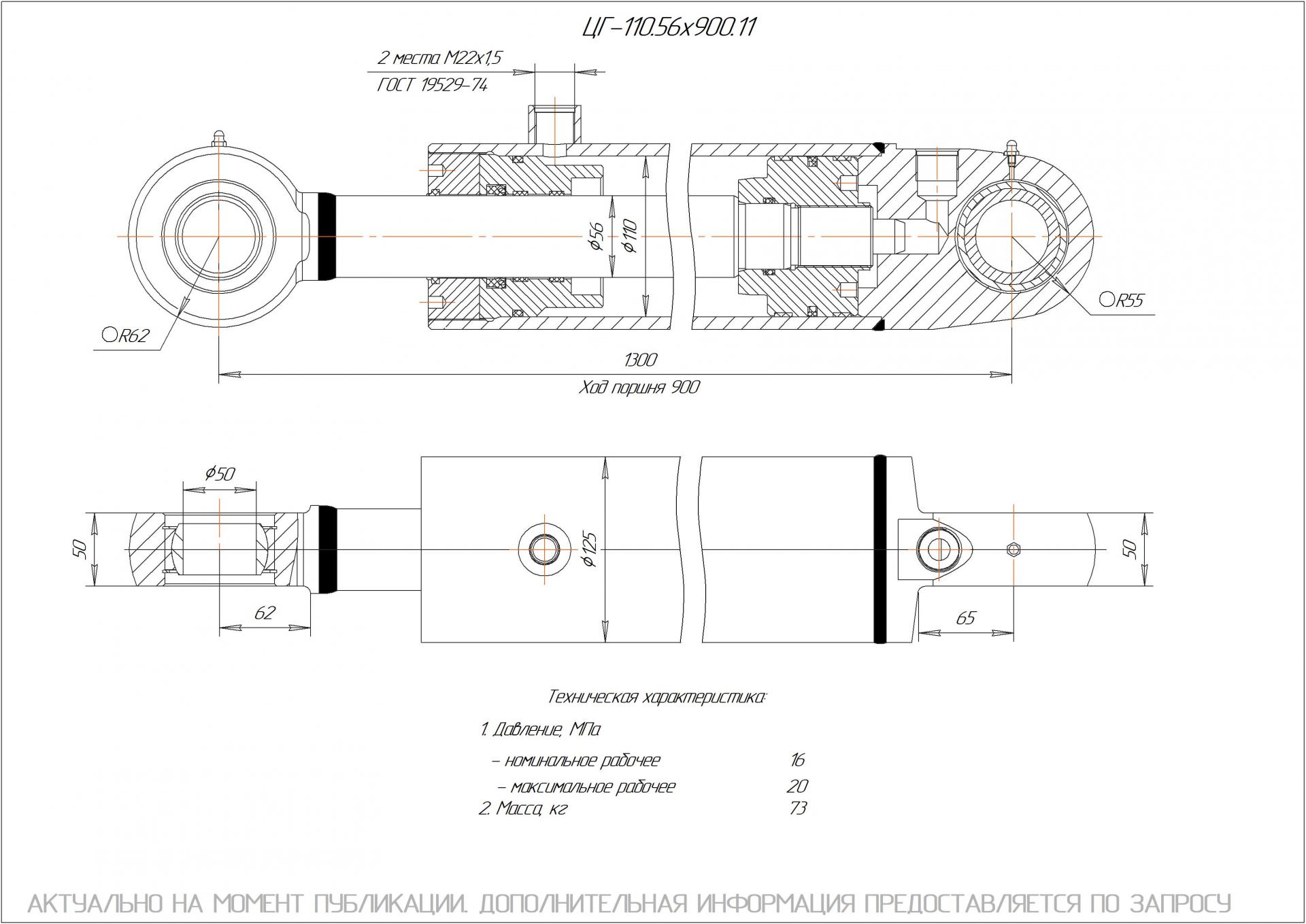 ЦГ-110.56х900.11 Гидроцилиндр