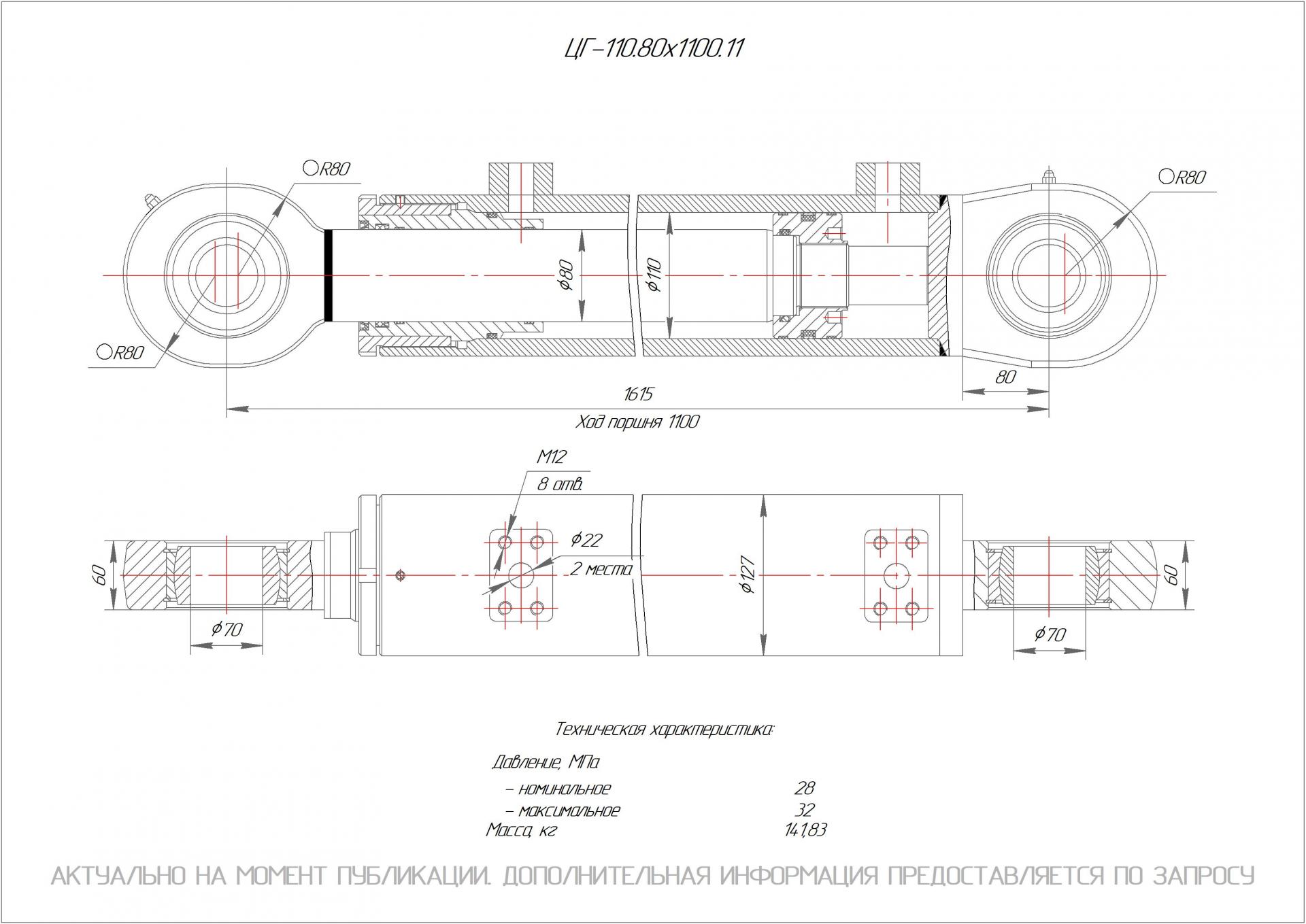 ЦГ-110.80х1100.11 Гидроцилиндр