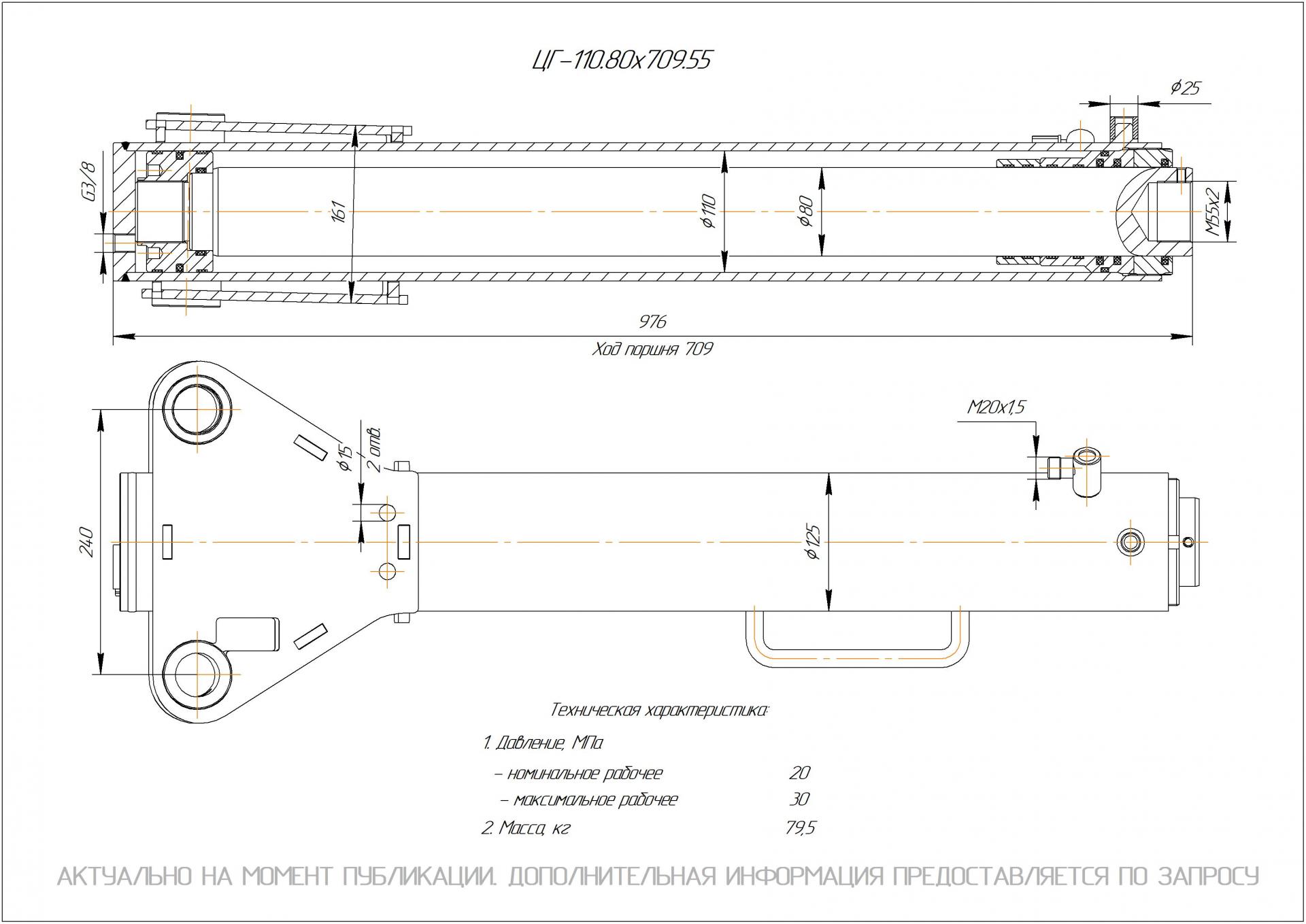 ЦГ-110.80х709.55 Гидроцилиндр