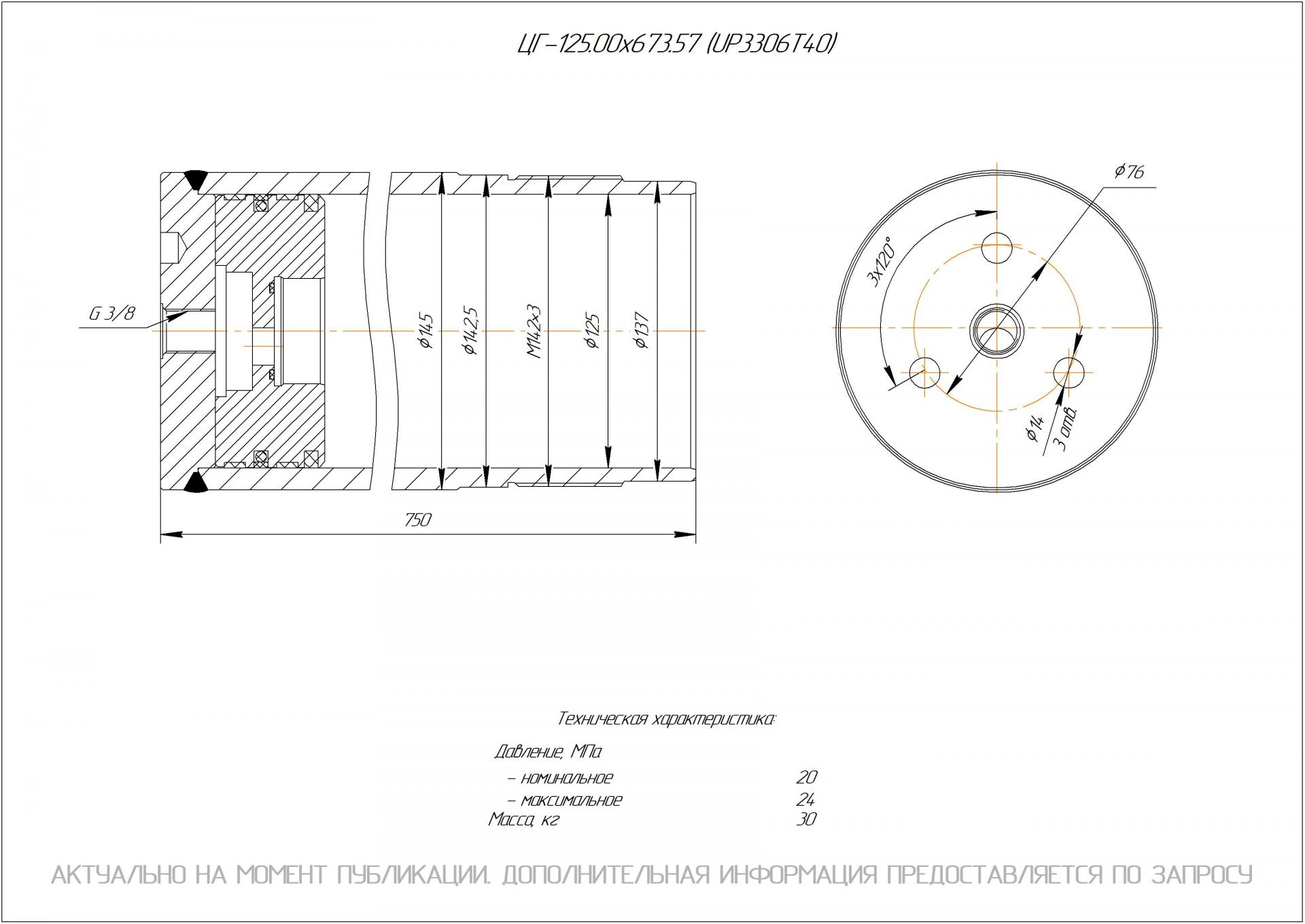 ЦГ-125.00х673.57 Гидроцилиндр