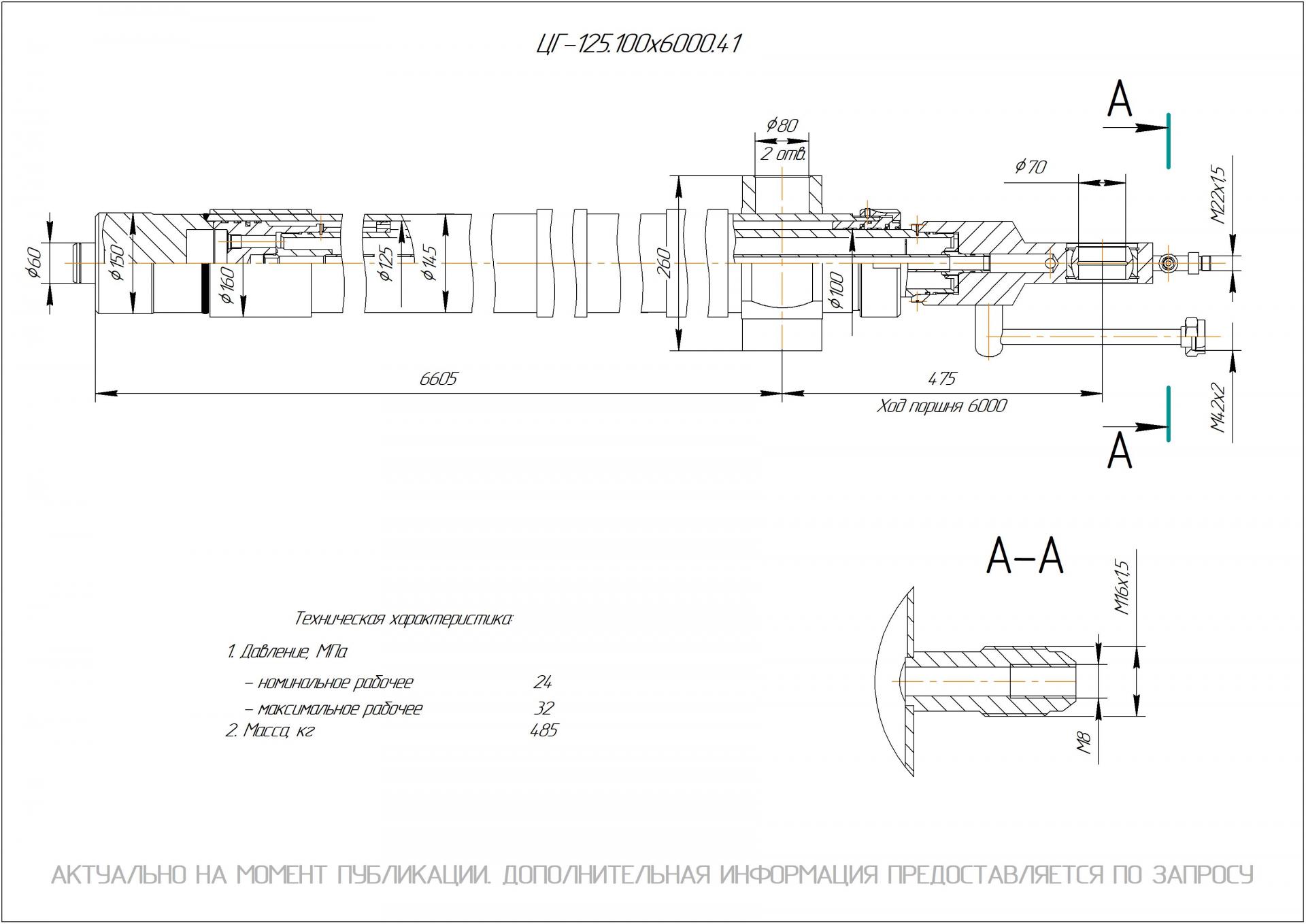 ЦГ-125.100х6000.41 Гидроцилиндр