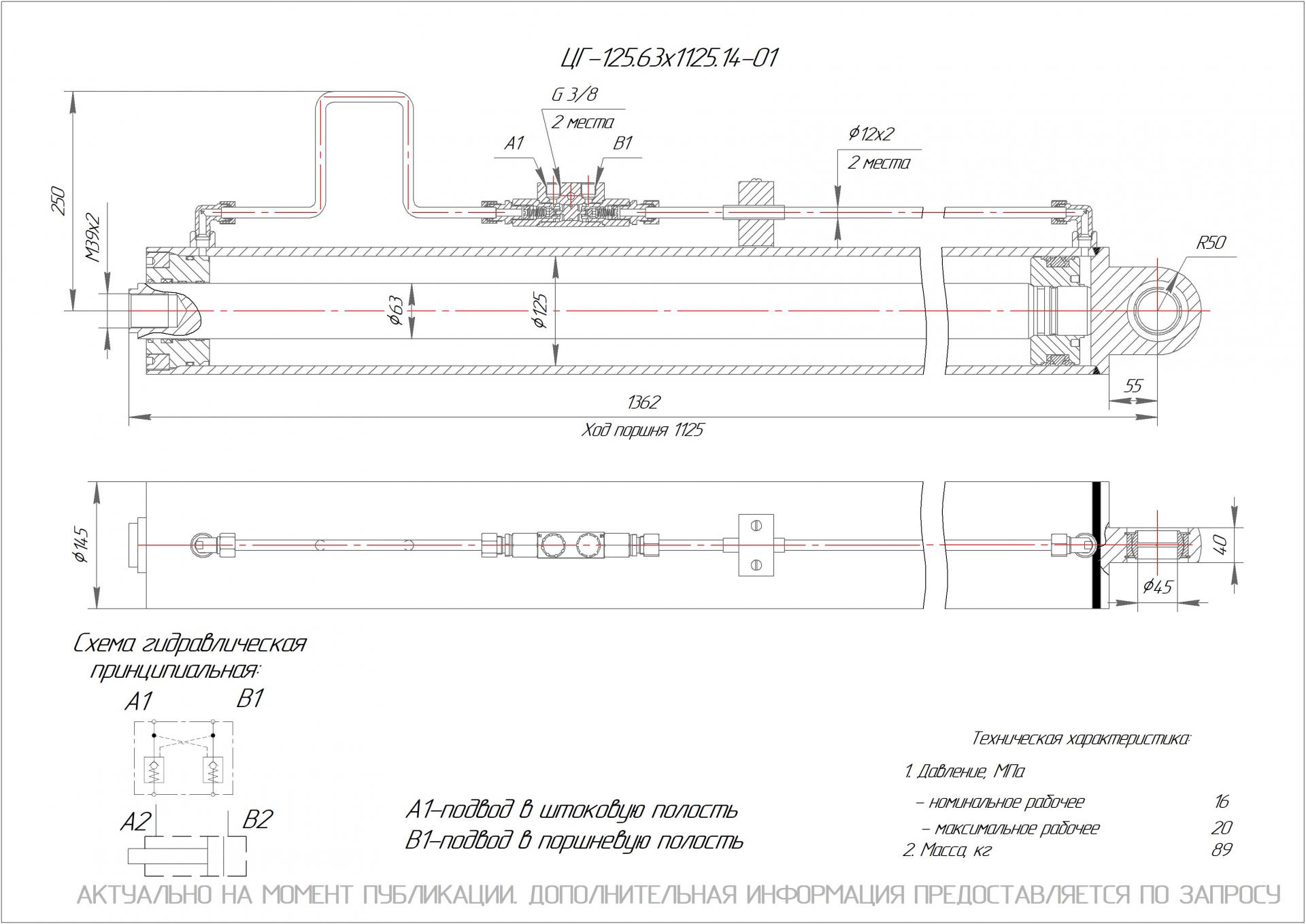 ЦГ-125.63х1125.14-01 Гидроцилиндр