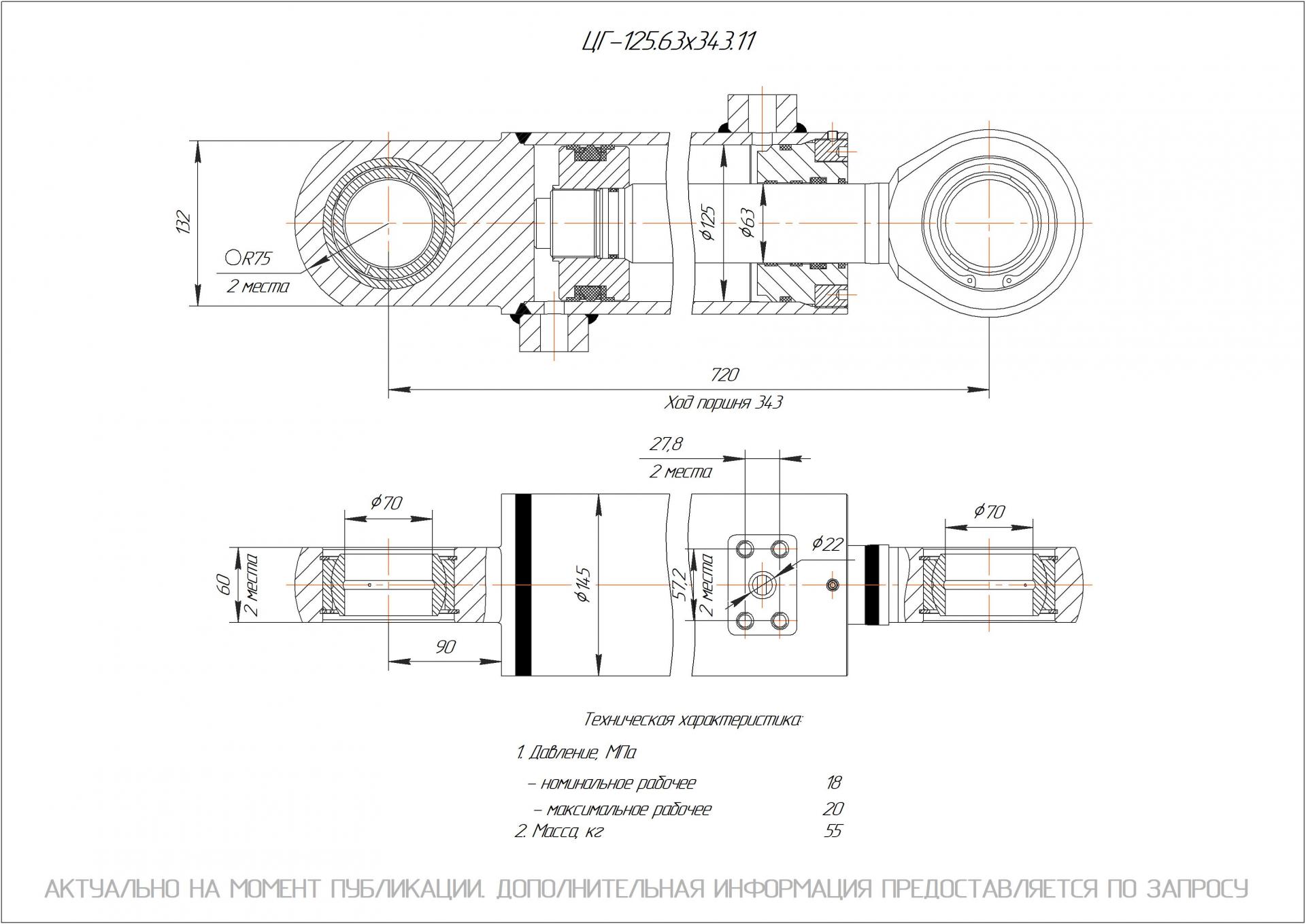 ЦГ-125.63х343.11 Гидроцилиндр