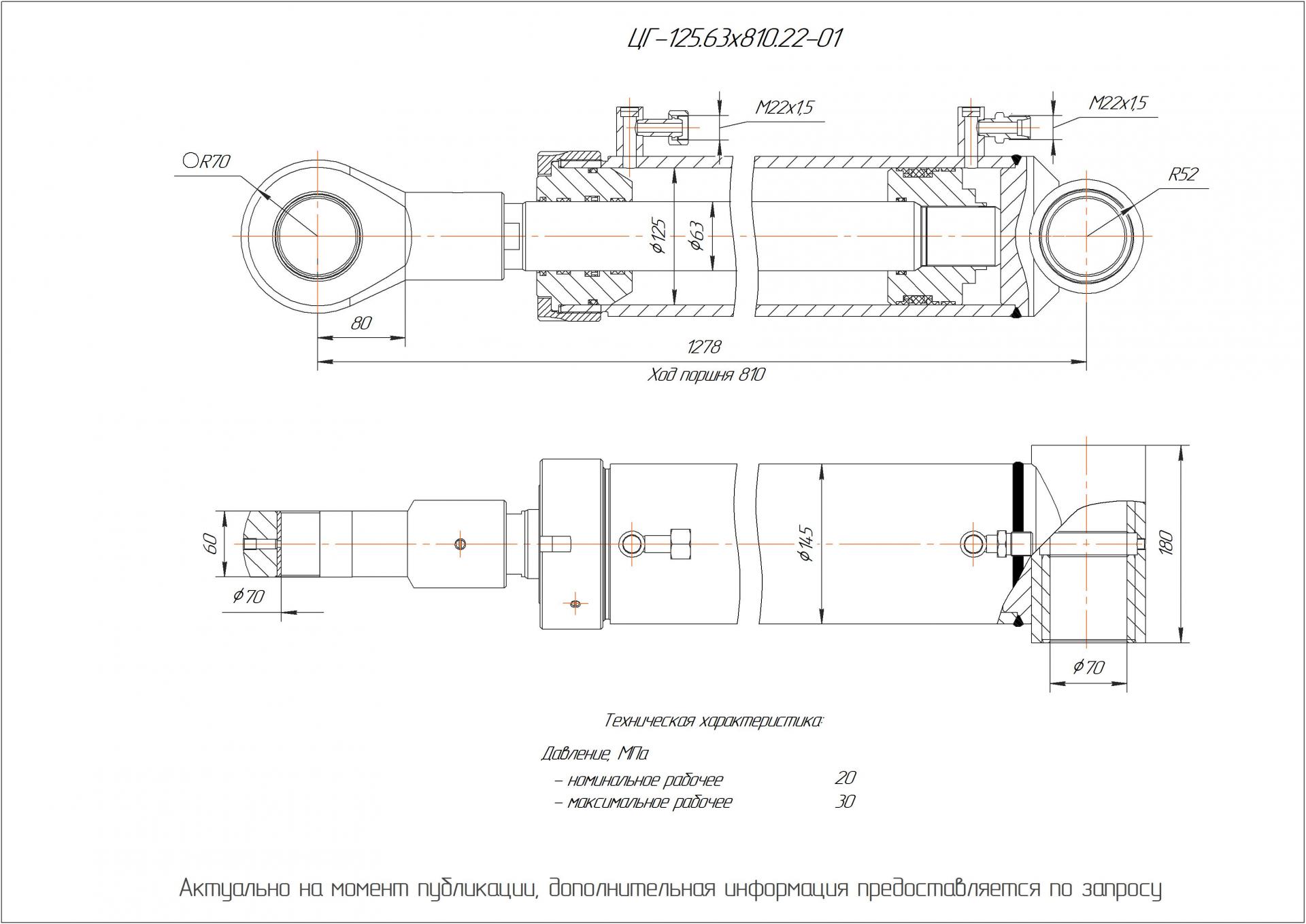 ЦГ-125.63х810.22-01 Гидроцилиндр