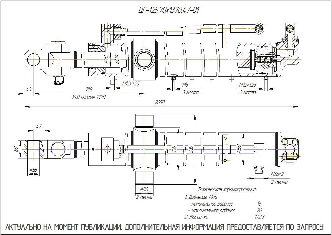 ЦГ-125.70х1370.47-01 Гидроцилиндр