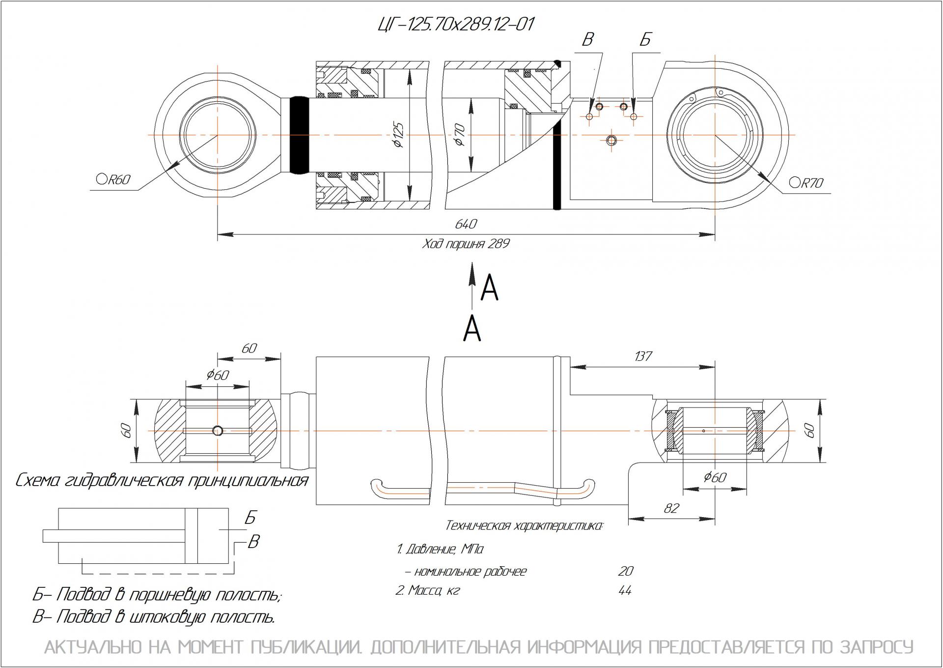 ЦГ-125.70х289.12-01 Гидроцилиндр
