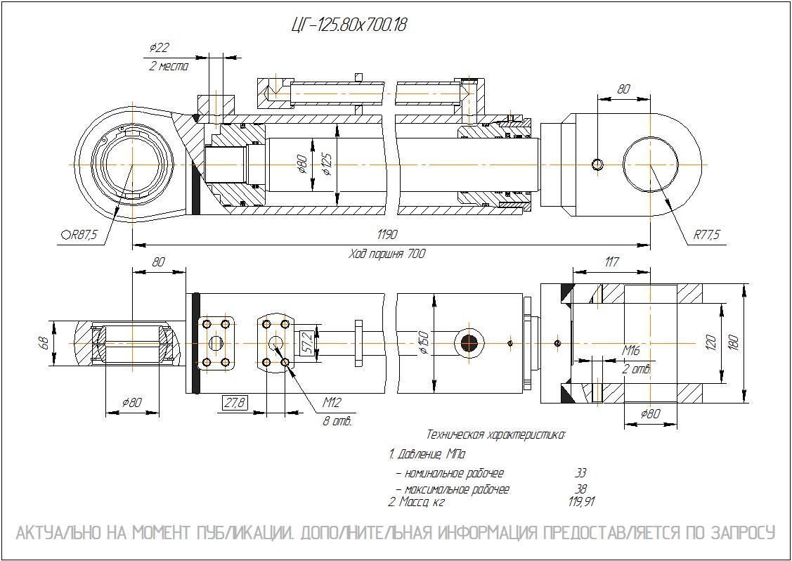 ЦГ-125.80х700.18 Гидроцилиндр