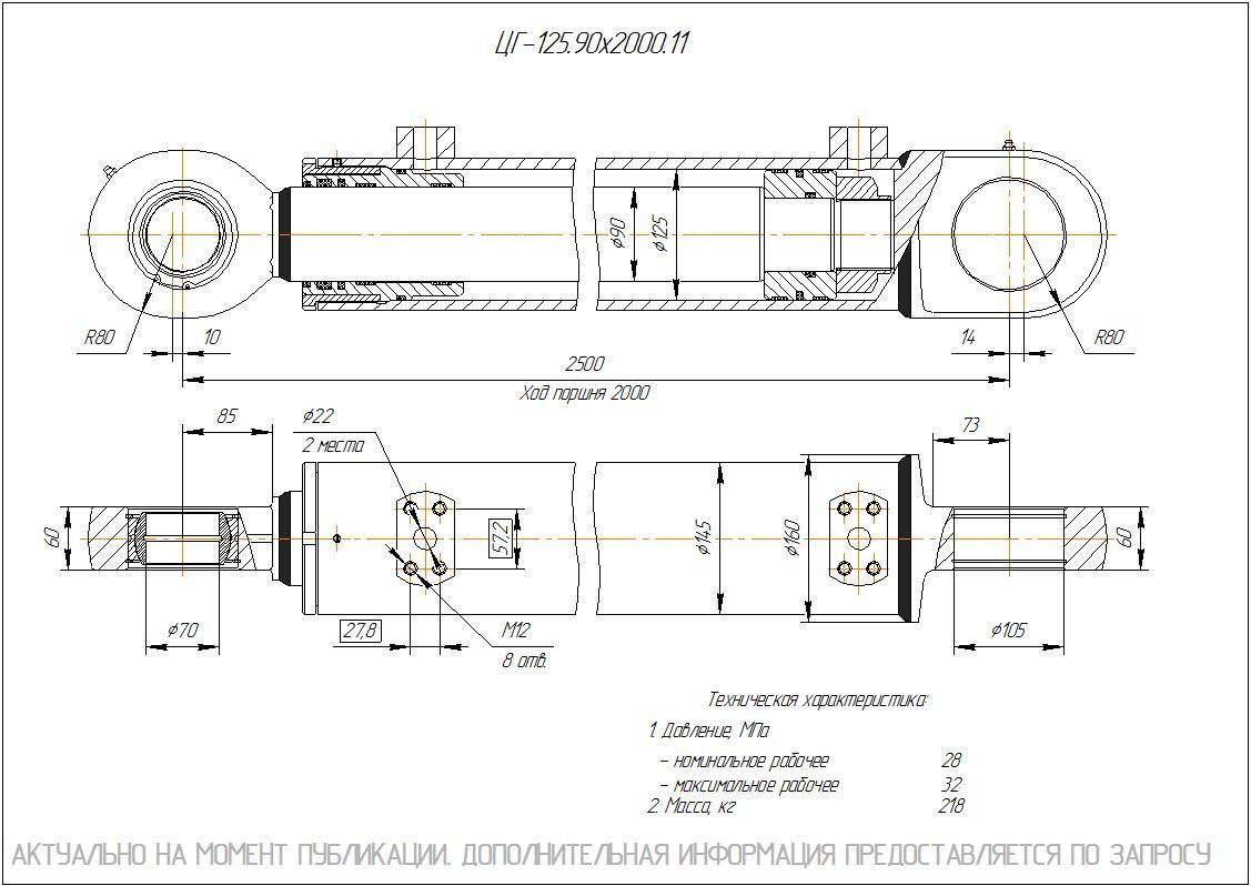 ЦГ-125.90х2000.11 Гидроцилиндр