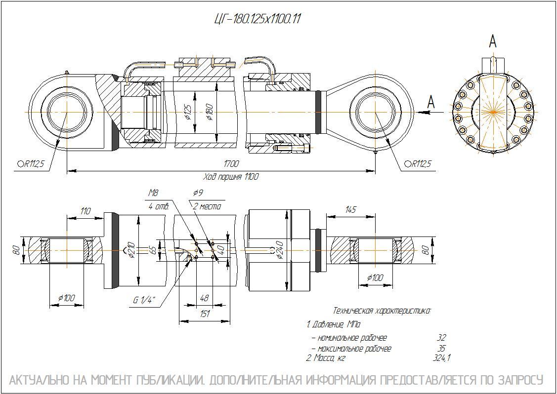 ЦГ-180.125х1100.11 Гидроцилиндр