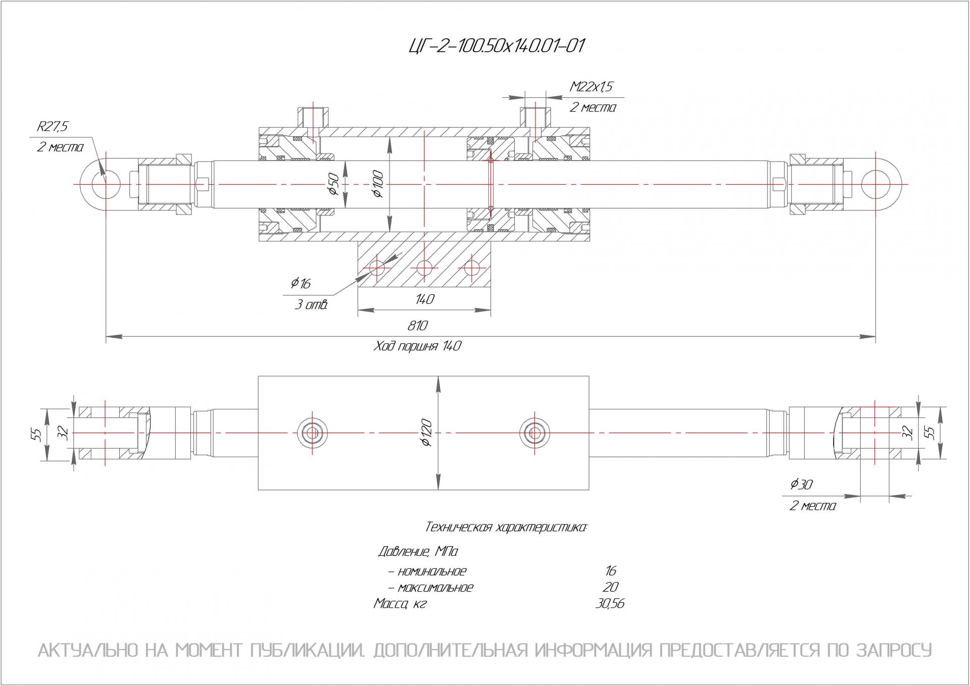 ЦГ-2-100.50х140.01-01 Гидроцилиндр