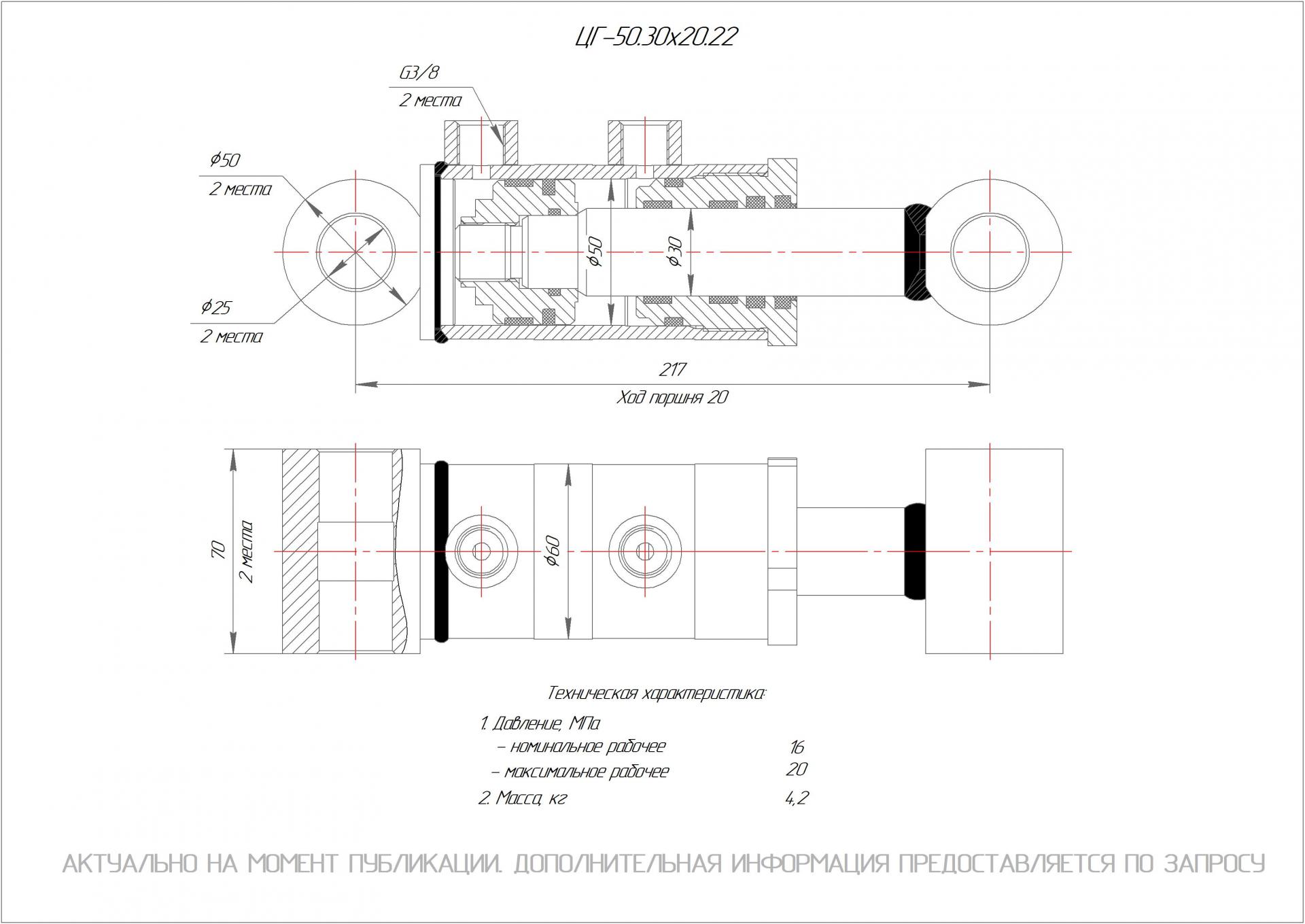 ЦГ-50.30х20.22 Гидроцилиндр