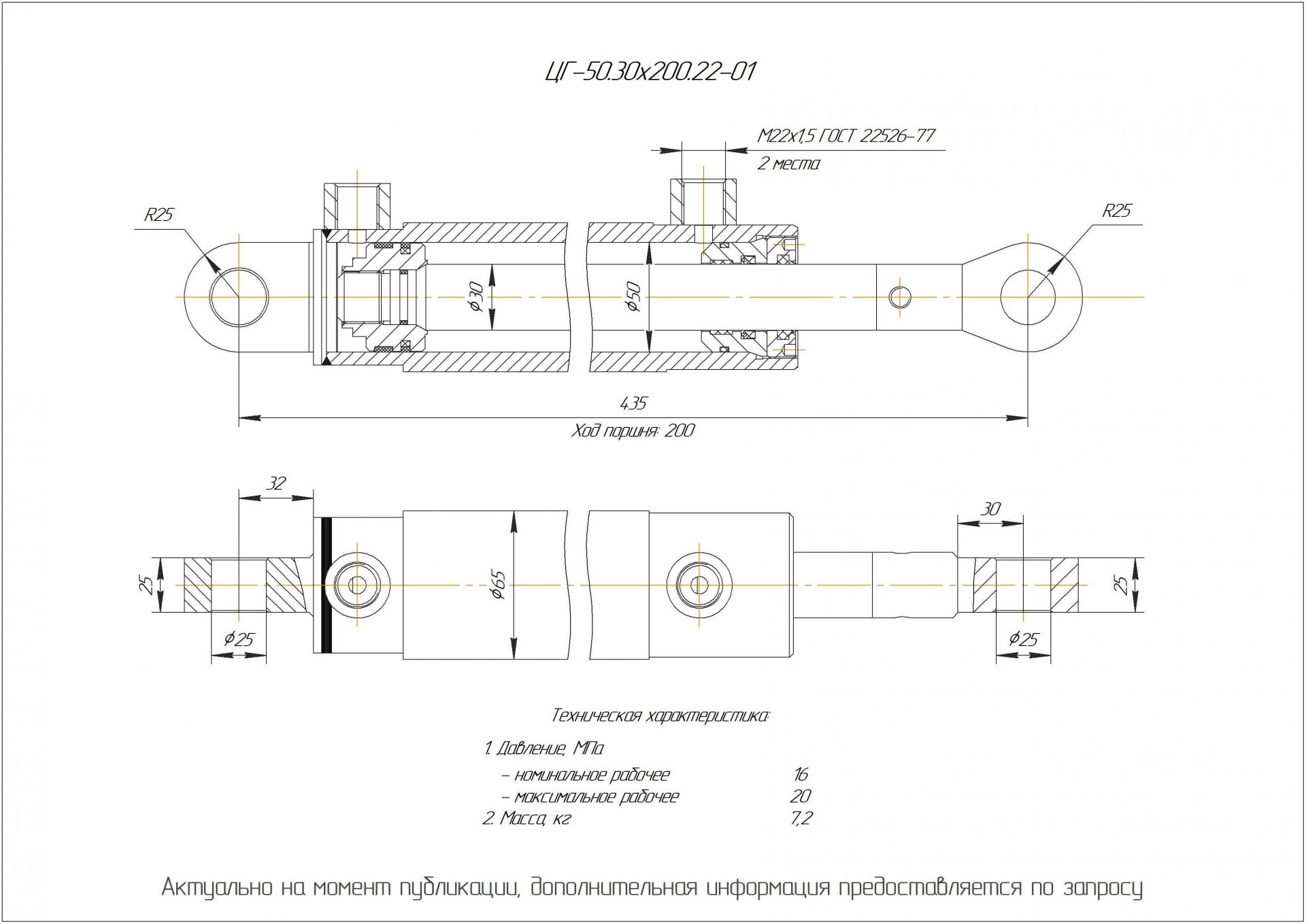 ЦГ-50.30х200.22-01 Гидроцилиндр