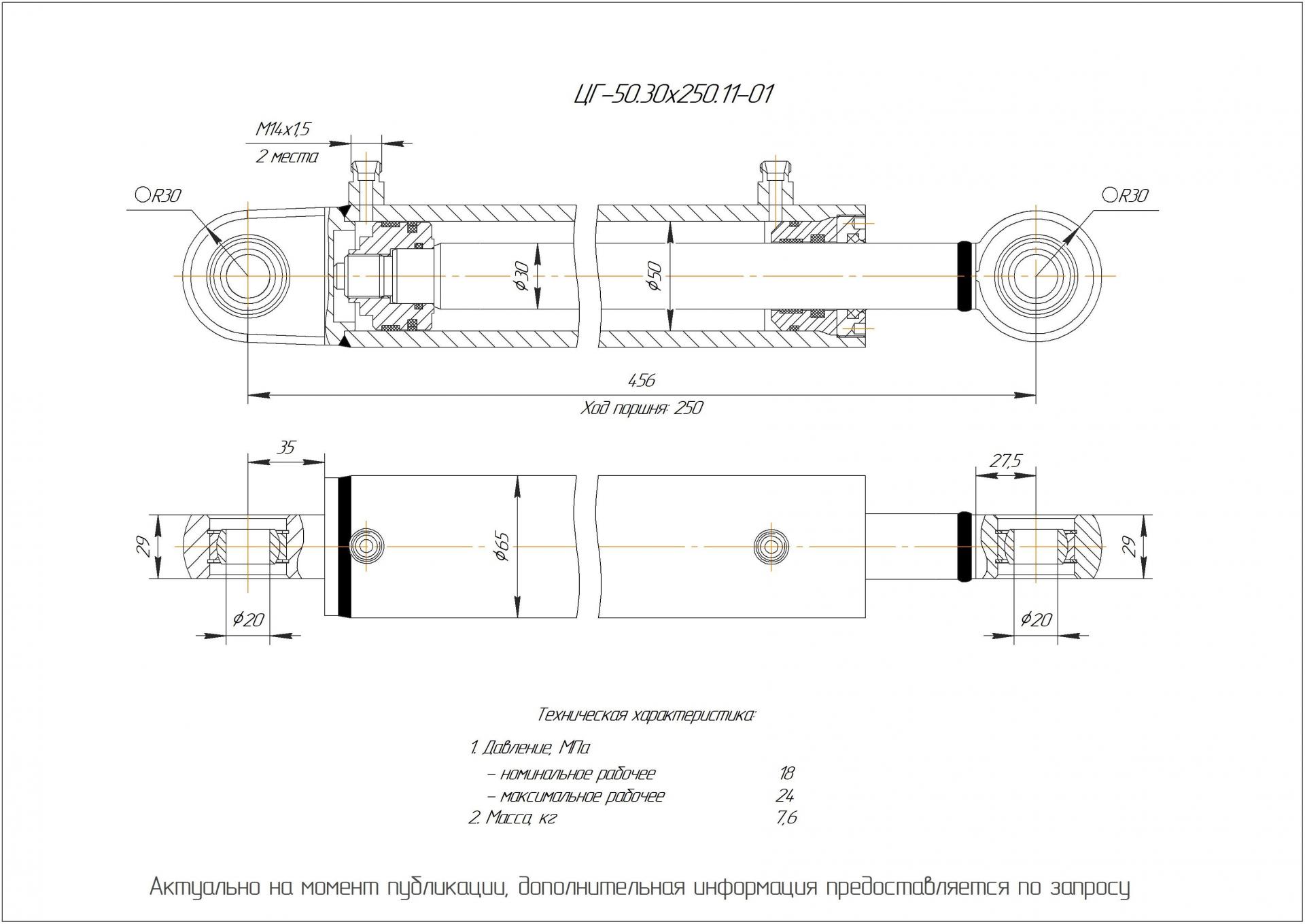 ЦГ-50.30х250.11-01 Гидроцилиндр