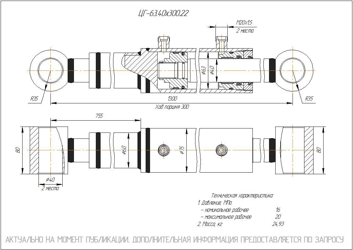 ЦГ-63.40х300.22 Гидроцилиндр