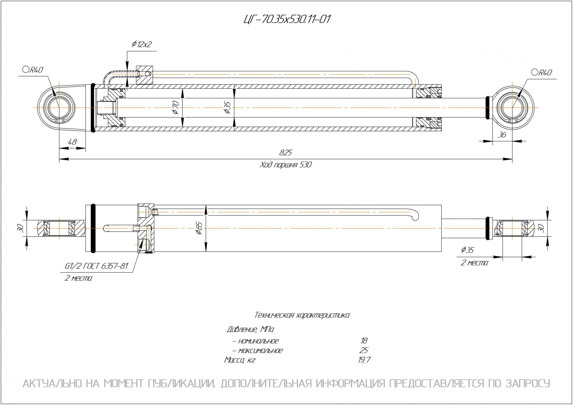 ЦГ-70.35х530.11-01 Гидроцилиндр