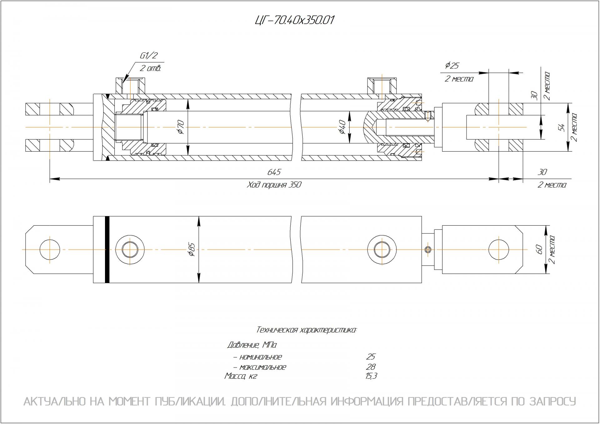 ЦГ-70.40х350.01 Гидроцилиндр