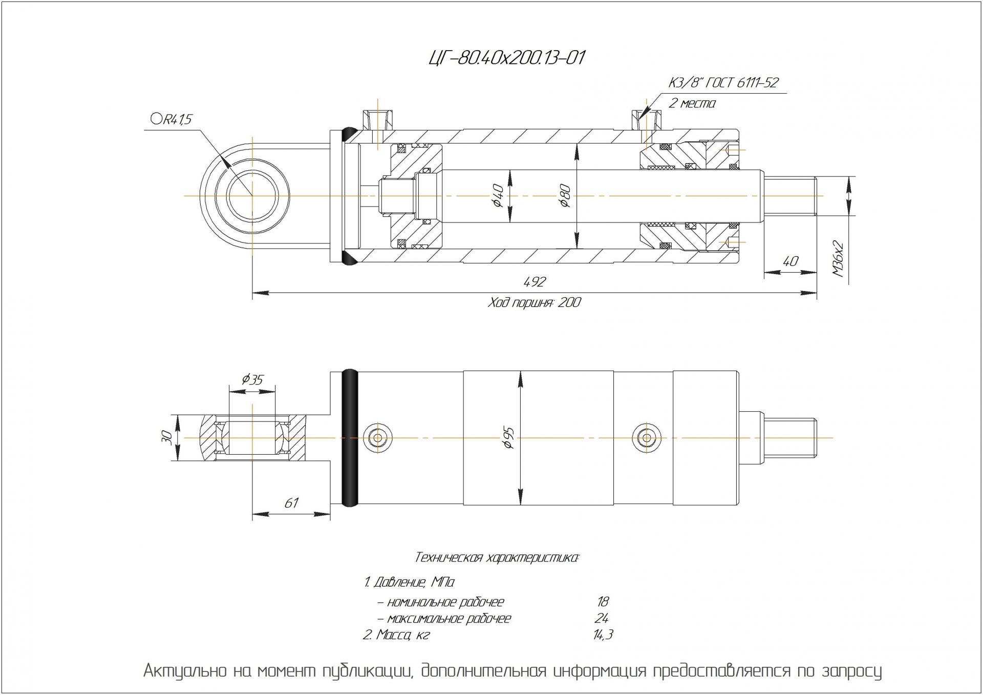 ЦГ-80.40х200.13-01 Гидроцилиндр