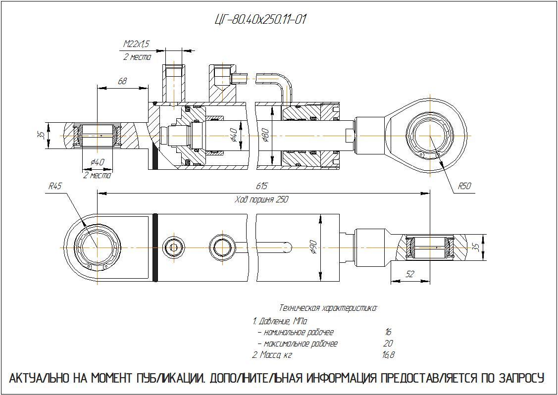 ЦГ-80.40х250.11-01 Гидроцилиндр