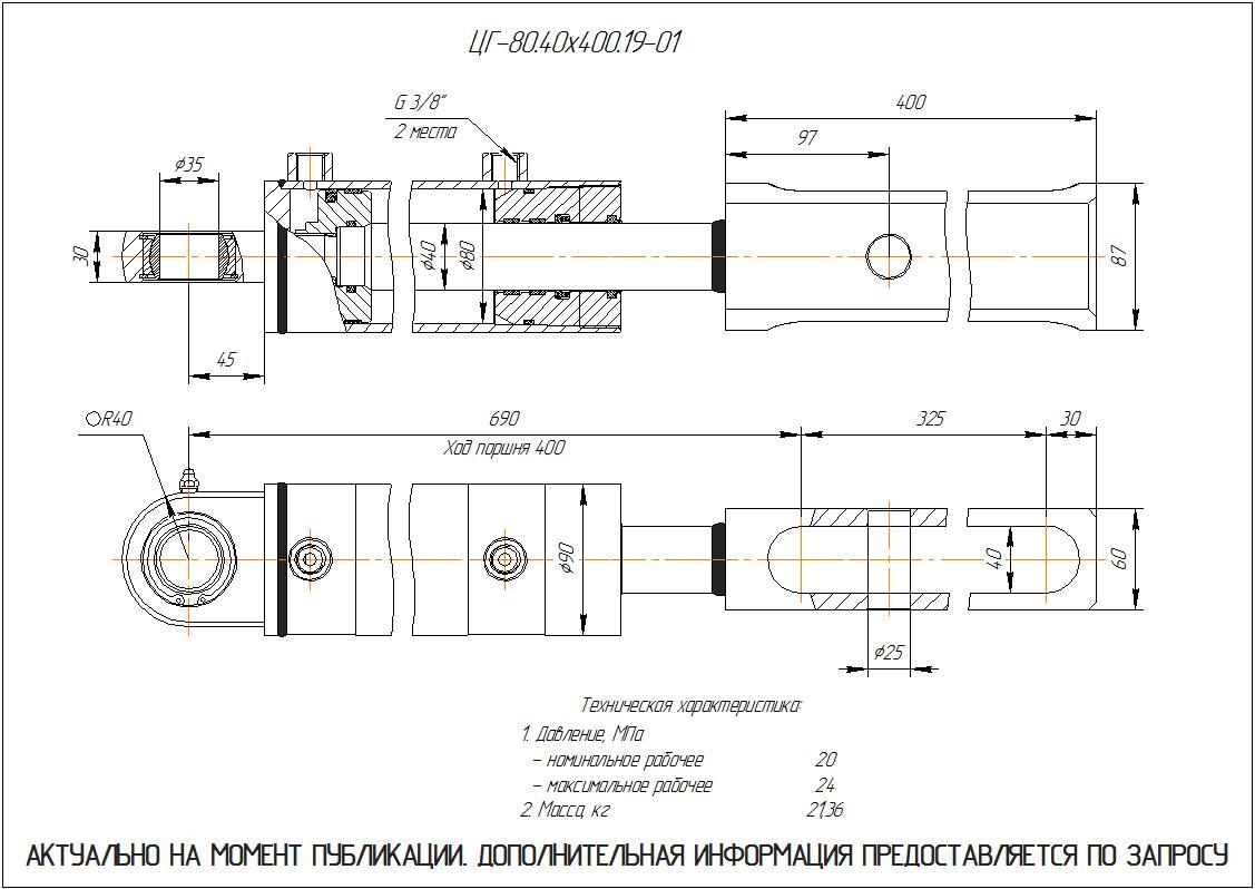 ЦГ-80.40х400.19-01 Гидроцилиндр