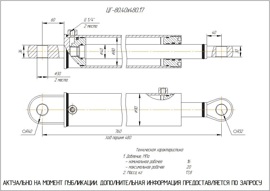 ЦГ-80.40х480.17 Гидроцилиндр