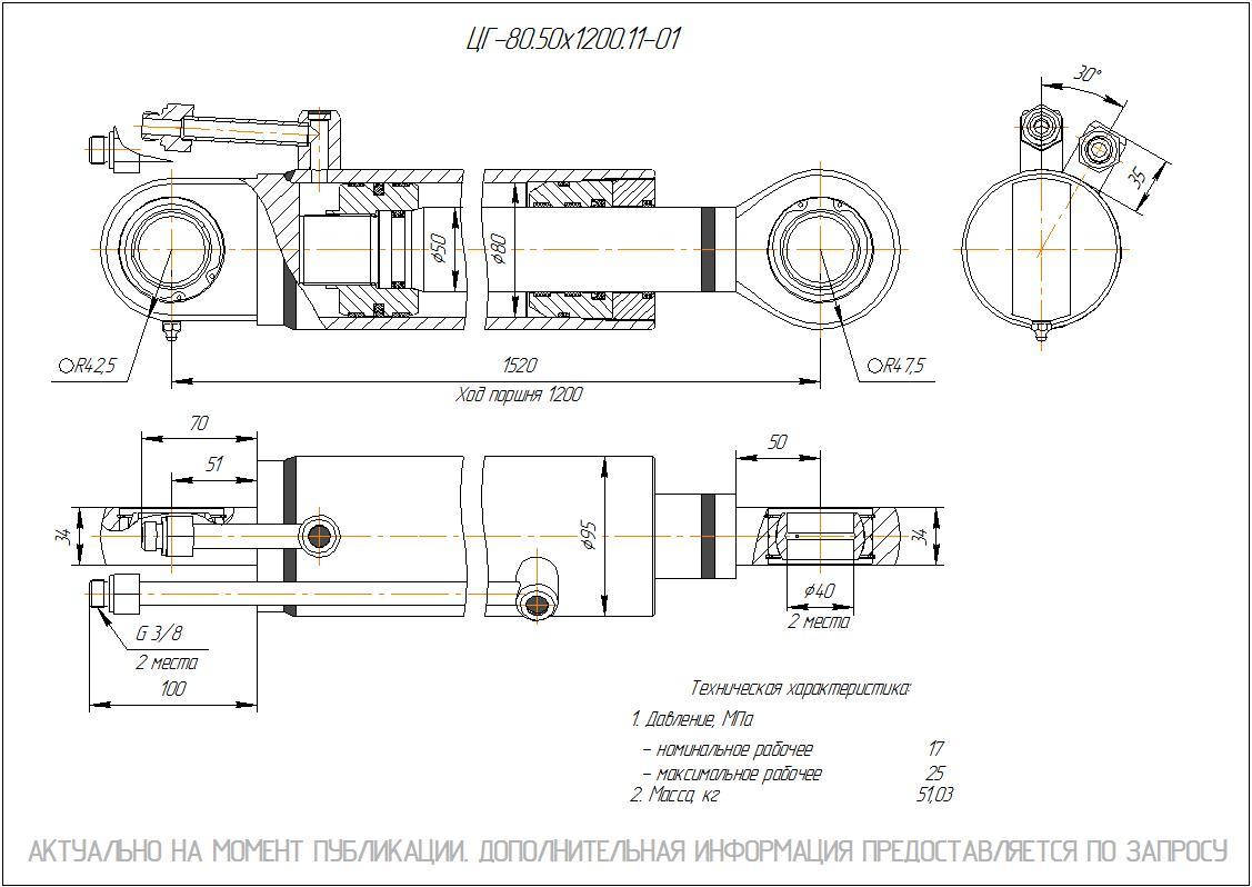 ЦГ-80.50х1200.11-01 Гидроцилиндр