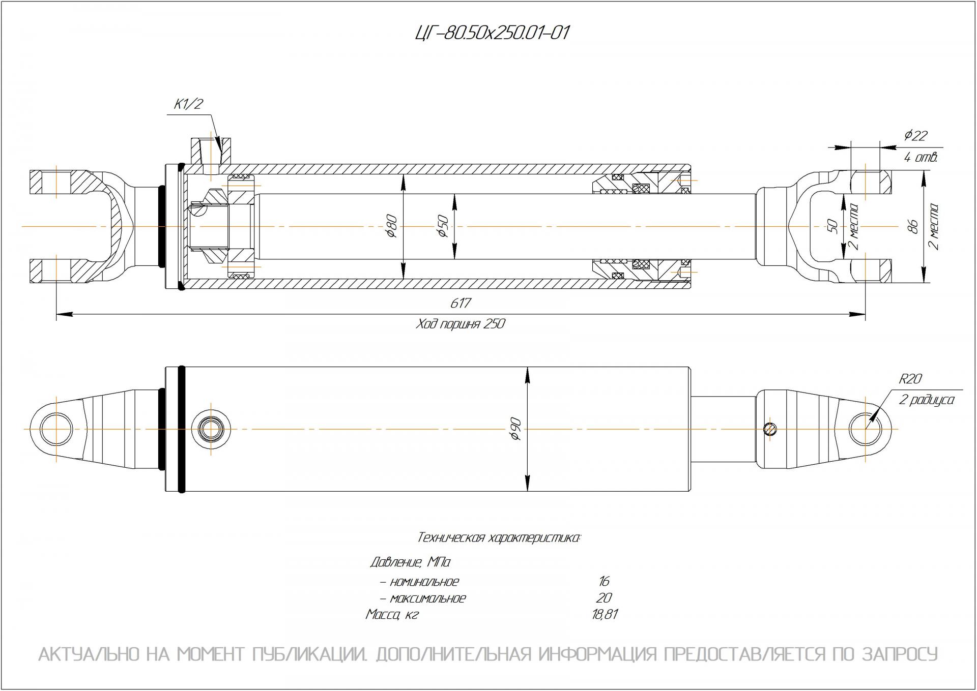 ЦГ-80.50х250.01-01 Гидроцилиндр