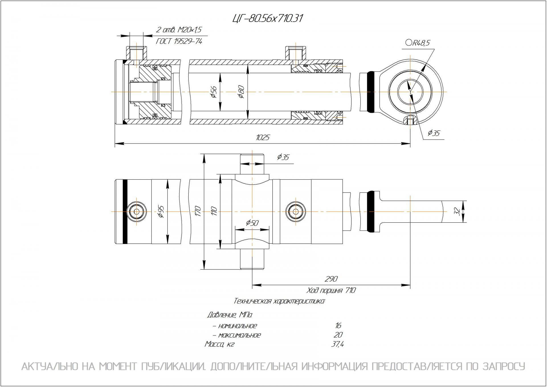 ЦГ-80.56х710.31 Гидроцилиндр