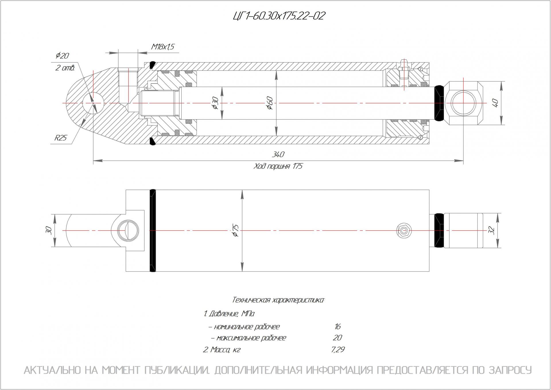 ЦГ1-60.30х175.22-02 Гидроцилиндр